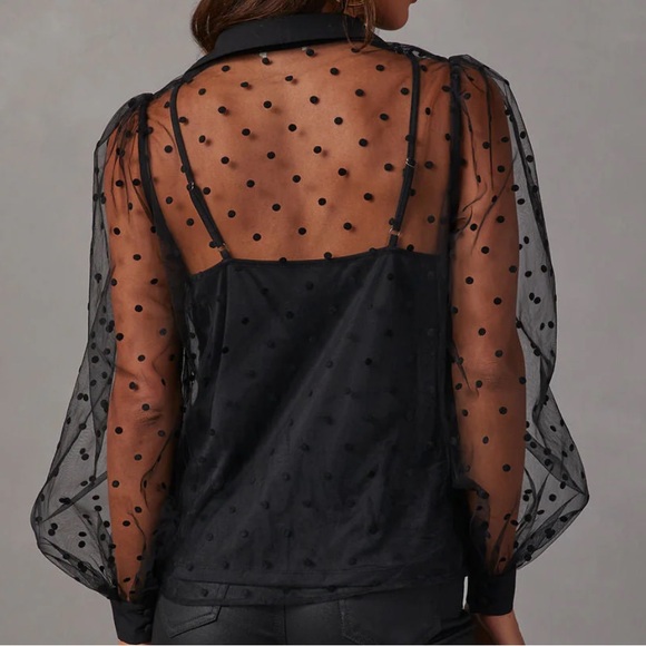 Vici Collection Tulle Polka Dot Top - like new - Picture 4 of 5